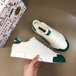 Sneaker Dolce & Gabbana unisex màu trắng gót xanh lá hàng hiệu - Ảnh 3