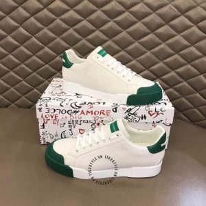 Sneaker Dolce & Gabbana unisex màu trắng gót xanh lá hàng hiệu - Ảnh 4