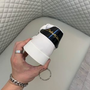 Giày D&G da thật màu trắng hoạ tiết chữ đen cao cấp - Ảnh 8