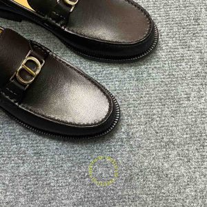 Giày da cao cấp Loafer Dior nam màu đen trơn replica hàng hiệu - Ảnh 3