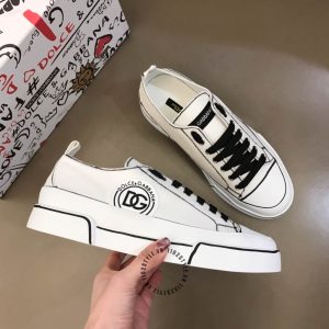Giày Dolce & Gabbana sneaker trắng viền đen da thật cao cấp - Ảnh 4
