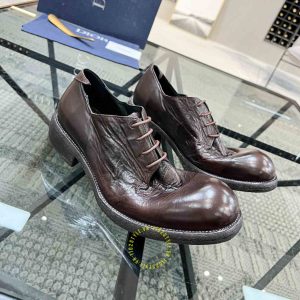 Giày da cao cấp Dior nam da mềm màu đỏ đô giá tốt nhất - Ảnh 2