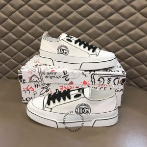 Giày Dolce & Gabbana sneaker trắng viền đen da thật cao cấp - Ảnh 3
