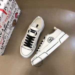 Giày Dolce & Gabbana sneaker trắng viền đen da thật cao cấp - Ảnh 2