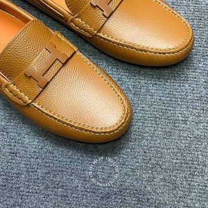 Giày nam Hermes màu nâu da bò logo chữ H siêu cấp - Ảnh 6