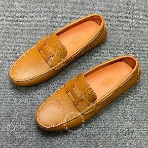 Giày nam Hermes màu nâu da bò logo chữ H siêu cấp - Ảnh 3