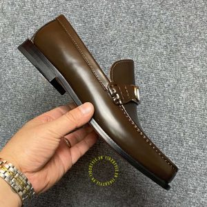 Giày da hàng hiệu Loafer Dior nam màu nâu trơn replica cao cấp - Hình ảnh 5