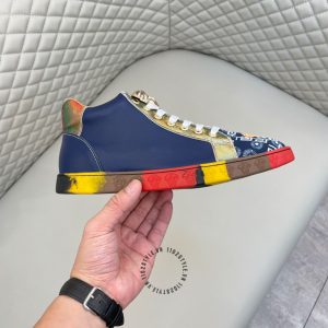 Sneaker Boot Versace nam da xịn màu xanh than hàng hiệu - Ảnh 5