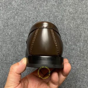 Giày da hàng hiệu Loafer Dior nam màu nâu trơn replica cao cấp - Hình ảnh 8