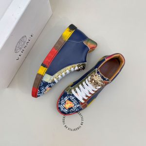 Sneaker Boot Versace nam da xịn màu xanh than hàng hiệu - Ảnh 2