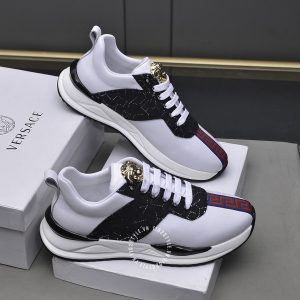 Giày da hàng hiệu Versace màu trắng phối đen logo cao cấp - Ảnh 2