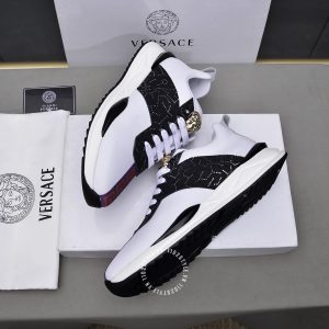 Giày da hàng hiệu Versace màu trắng phối đen logo cao cấp - Ảnh 3