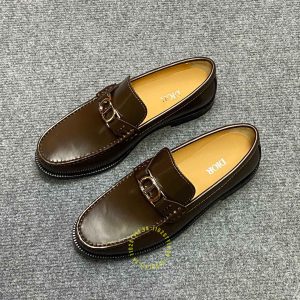 Giày da hàng hiệu Loafer Dior nam màu nâu trơn replica cao cấp - Hình ảnh 2