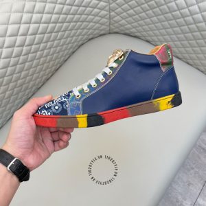 Sneaker Boot Versace nam da xịn màu xanh than hàng hiệu - Ảnh 6