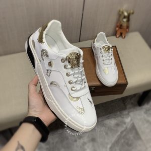 Giày da nam Versace thể thao màu trắng họa tiết cao cấp - Ảnh 5