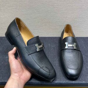 Giày Loafer Hermes nam da sần logo H hàng hiệu - Hình ảnh 2