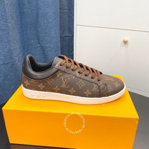 Giày da nam LV Sneakers thể thao màu nâu họa tiết cao cấp - Ảnh 5