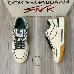 Giày Dolce & Gabbana màu trắng da thật phối xanh lá hàng hiệu - Ảnh 2
