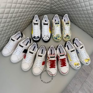 Giày da Dolce & Gabbana màu trắng hoạ tiết kẻ đỏ hàng hiệu - Ảnh 8