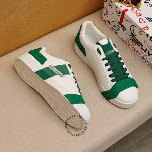 Sneaker D&G màu trắng phối xanh lá da thật hàng hiệu - Ảnh 2