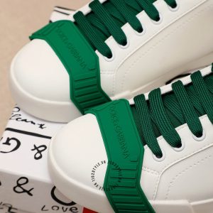 Sneaker D&G màu trắng phối xanh lá da thật hàng hiệu - Ảnh 4