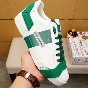 Sneaker D&G màu trắng phối xanh lá da thật hàng hiệu - Ảnh 3