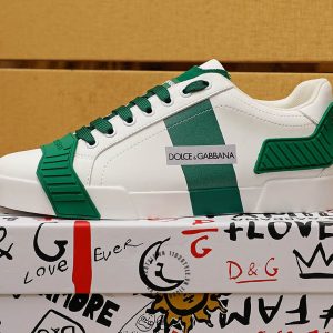 Sneaker D&G màu trắng phối xanh lá da thật hàng hiệu - Ảnh 8