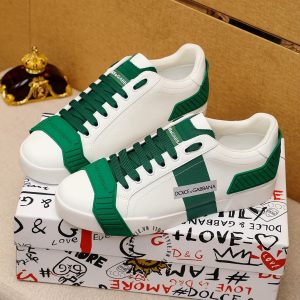 Sneaker D&G màu trắng phối xanh lá da thật hàng hiệu - Ảnh 7