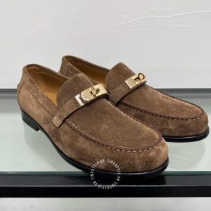 Giày lười Hermes nam da lộn logo cao cấp hàng hiệu giá ưu đãi - Ảnh 2