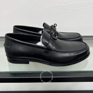 Giày Loafer Hermes nam da xịn logo đen cao cấp - Hình ảnh 5