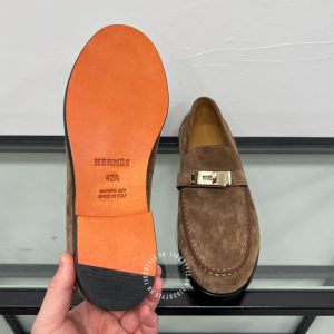 Giày lười Hermes nam da lộn logo cao cấp hàng hiệu giá ưu đãi - Ảnh 9
