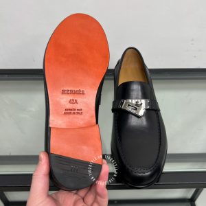 Giày Loafer Hermes nam màu đen da xịn giá ưu đãi - Hình ảnh 9
