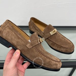 Giày lười Hermes nam da lộn logo cao cấp hàng hiệu giá ưu đãi - Ảnh 4