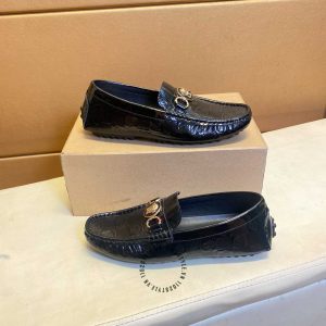Giày Moca Versace nam hàng hiệu da xịn màu đen logo vàng - Ảnh 4