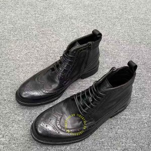Giày Boot hàng hiệu Dior màu đen phối họa tiết cao cấp nhất - Ảnh 2