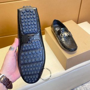 Giày Moca Versace nam hàng hiệu da xịn màu đen logo vàng - Ảnh 6