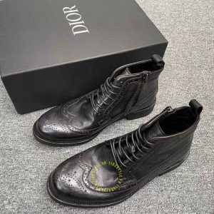 Giày Boot hàng hiệu Dior màu đen phối họa tiết cao cấp nhất - Ảnh 4