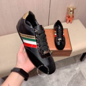 Giày sneaker D&G màu đen phối kẻ sọc hàng hiệu xách tay - Ảnh 6