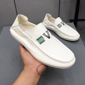 Giày Moca Versace nam hàng hiệu xách tay da mềm màu trắng - Ảnh 6