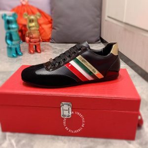 Giày sneaker D&G màu đen phối kẻ sọc hàng hiệu xách tay - Ảnh 3