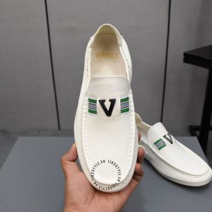 Giày Moca Versace nam hàng hiệu xách tay da mềm màu trắng - Ảnh 5