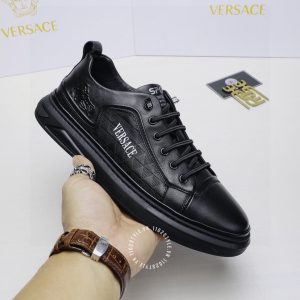 Giày nam Versace sneaker màu đen họa tiết hàng hiệu - Ảnh 5