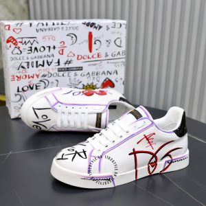 Sneaker Dolce & Gabbana unisex trắng viền tím nổi bật - Hình ảnh 3