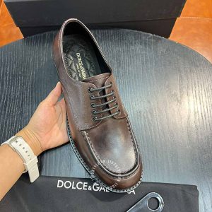 Giày tây Dolce & Gabbana nam màu nâu da trơn dây buộc - Ảnh 4