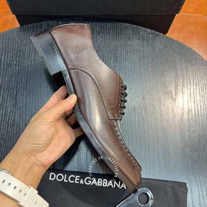 Giày tây Dolce & Gabbana nam màu nâu da trơn dây buộc - Ảnh 5