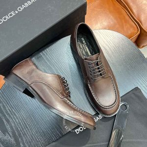 Giày tây Dolce & Gabbana nam màu nâu da trơn dây buộc - Ảnh 2