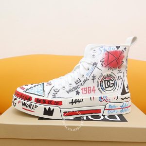 Giày sneaker boot Dolce & Gabbana màu trắng họa tiết cao cấp - Ảnh 5