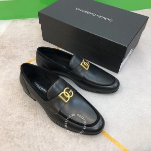 Giày Dolce & Gabbana nam loafer màu đen logo D&G vàng - Ảnh 2
