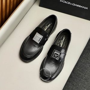 Giày loafer Dolce & Gabbana da trơn màu đen logo cao cấp - Ảnh 2