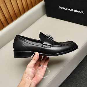 Giày loafer Dolce & Gabbana da trơn màu đen logo cao cấp - Ảnh 6